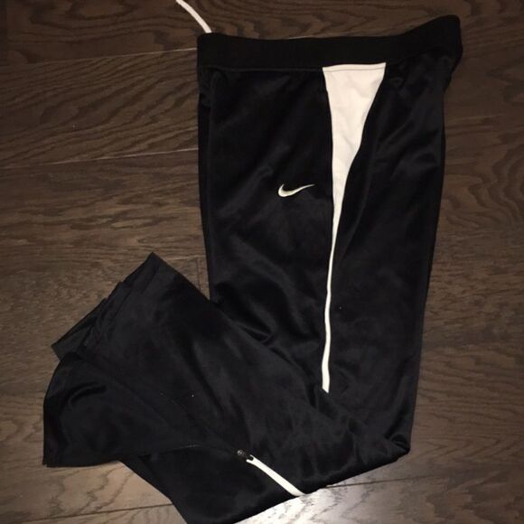 NIKE White & Black stripe running Workout gym warmup basketball tennis pants M - Picture 5 of 6